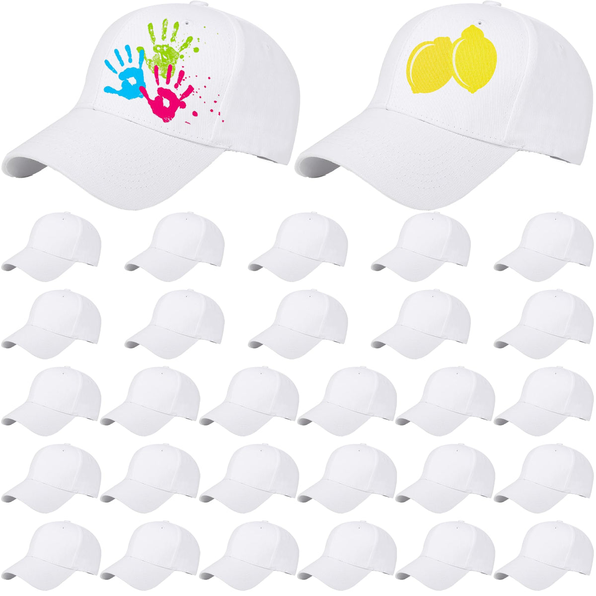 30 Pcs White Cotton Kids Baseball Cap Z146
