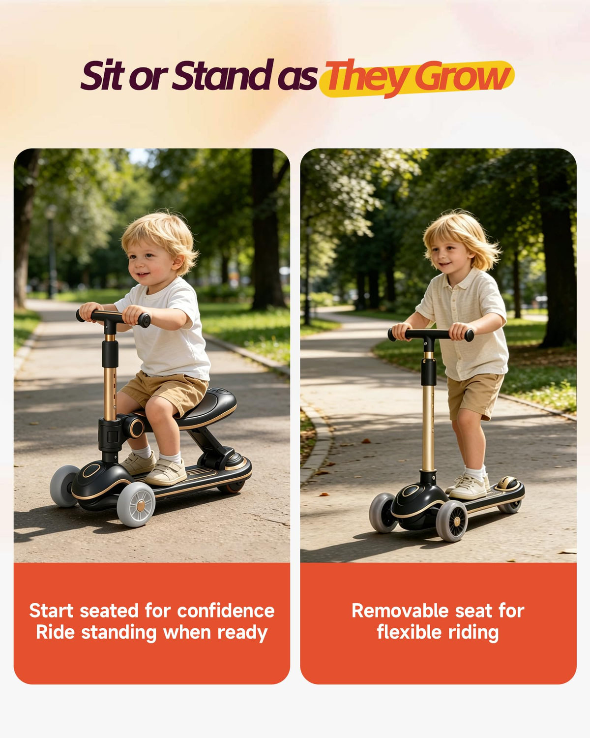 2-in-1 Toddler Scooter with Seat D81620
