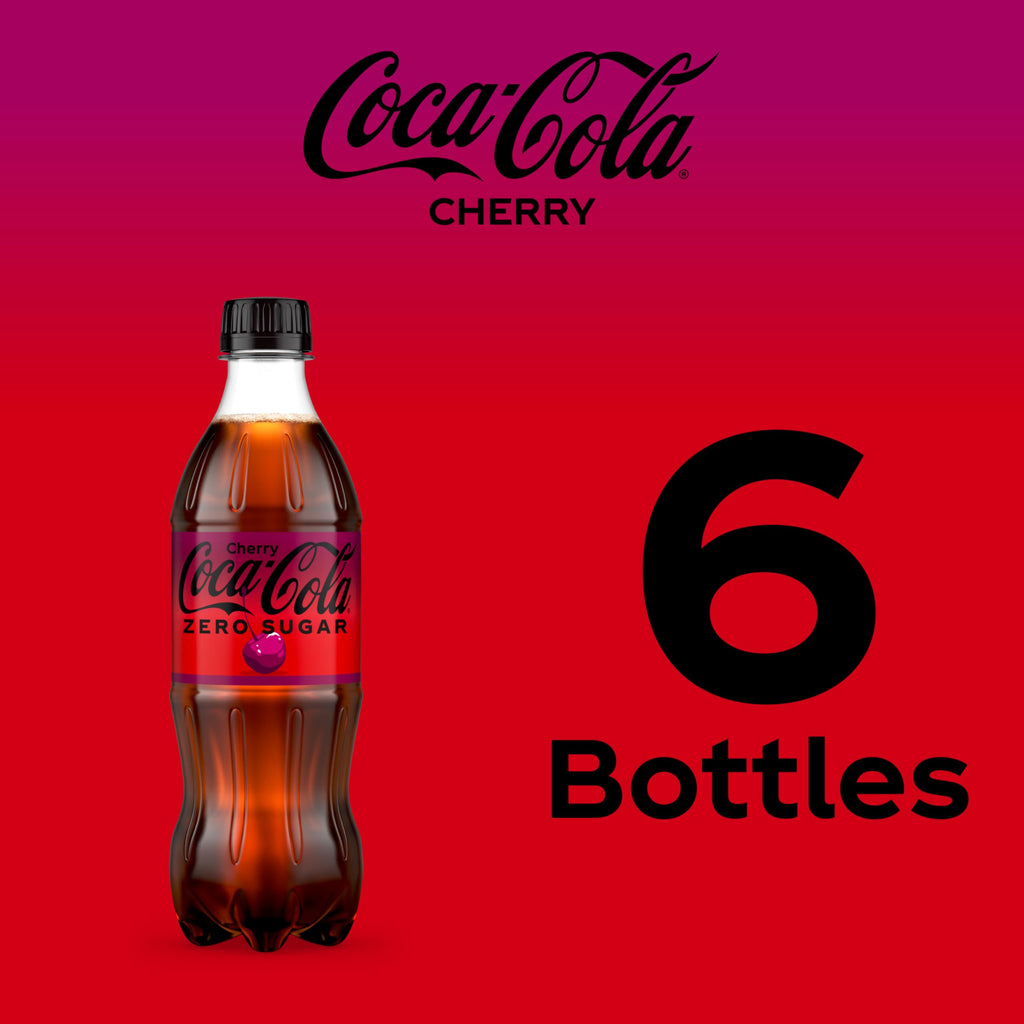 Cherry Soda Soft Drink Bottles, 16.9 fl oz, 6 Pack I3530