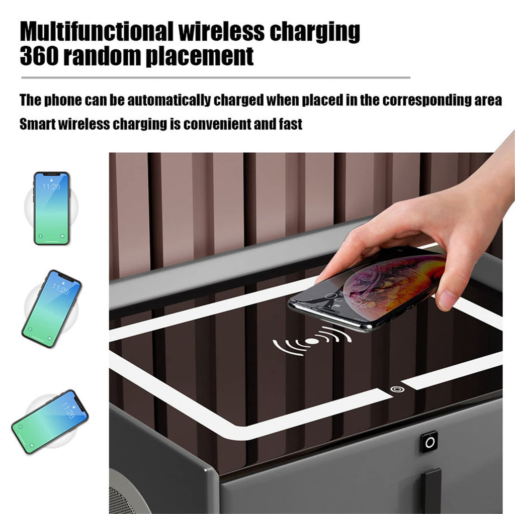 White 3 Drawer Nightstand with Wireless Charging and LED Lights O491835