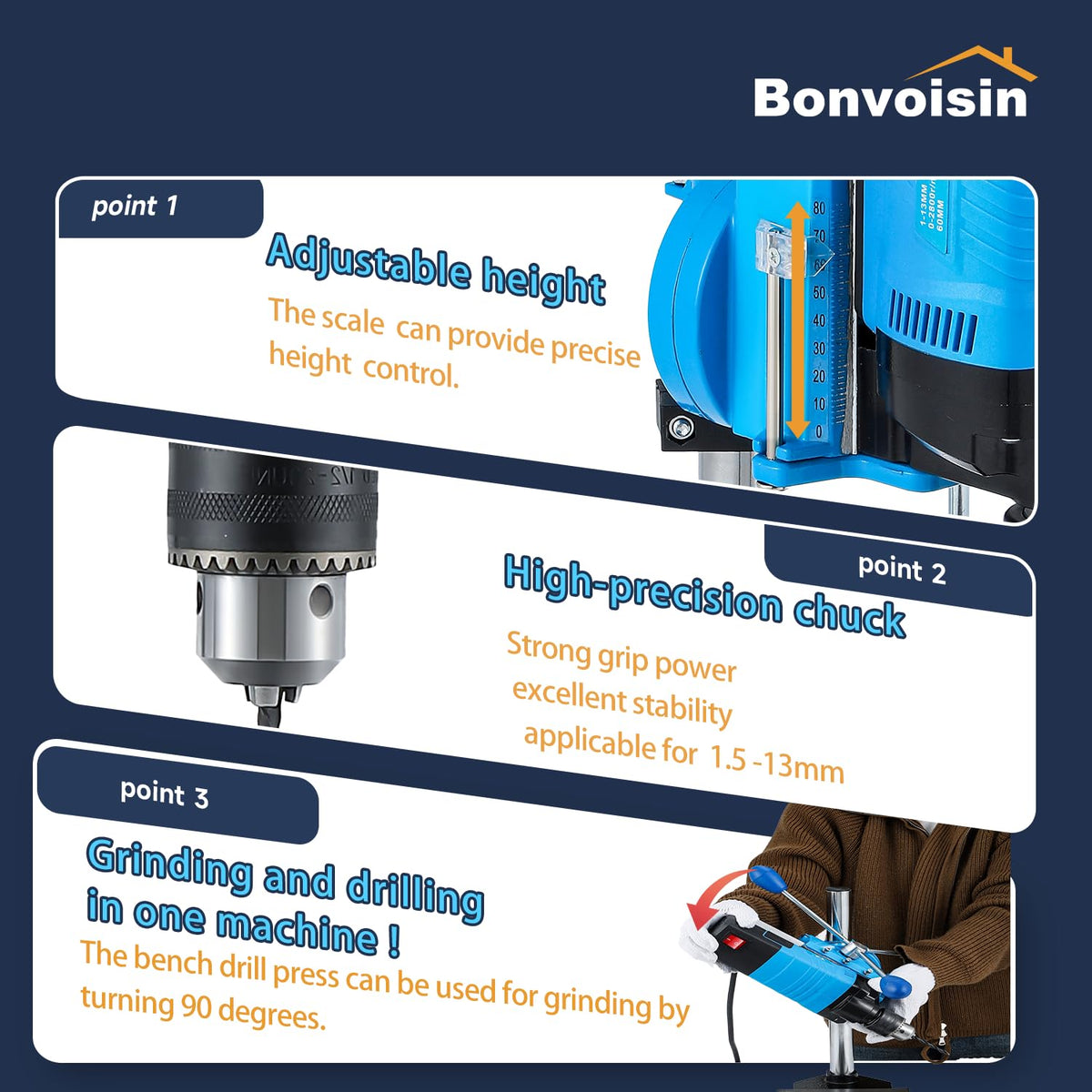 Mini Benchtop Drill Press 6 Variable Speed 1200W D1494