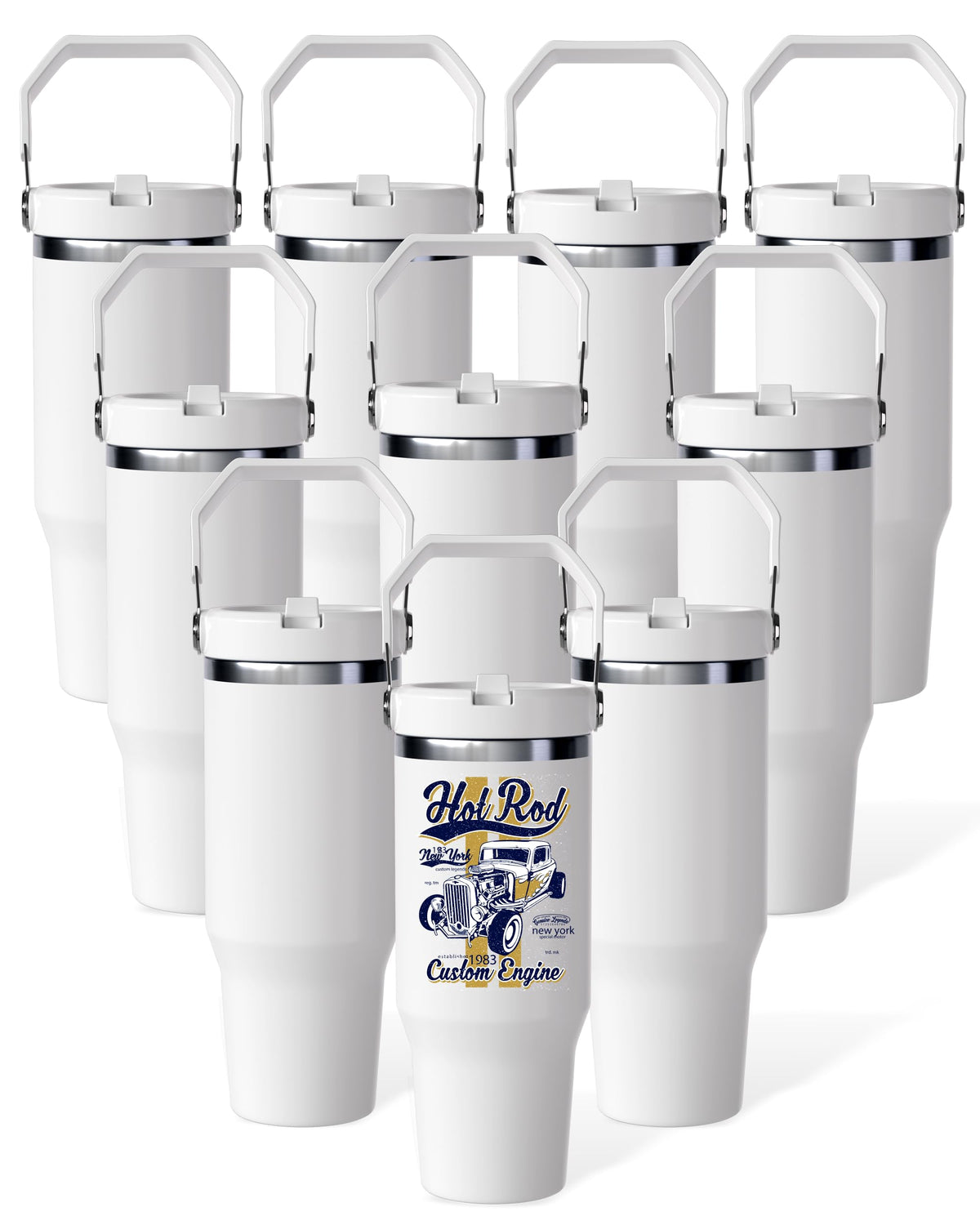30oz Sublimation Blank Tumbler with Handle and Flip Straw X6037