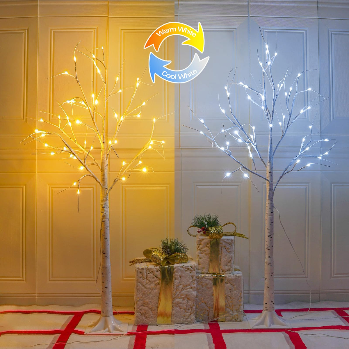 2-Pack 4FT Lighted Birch Tree H576