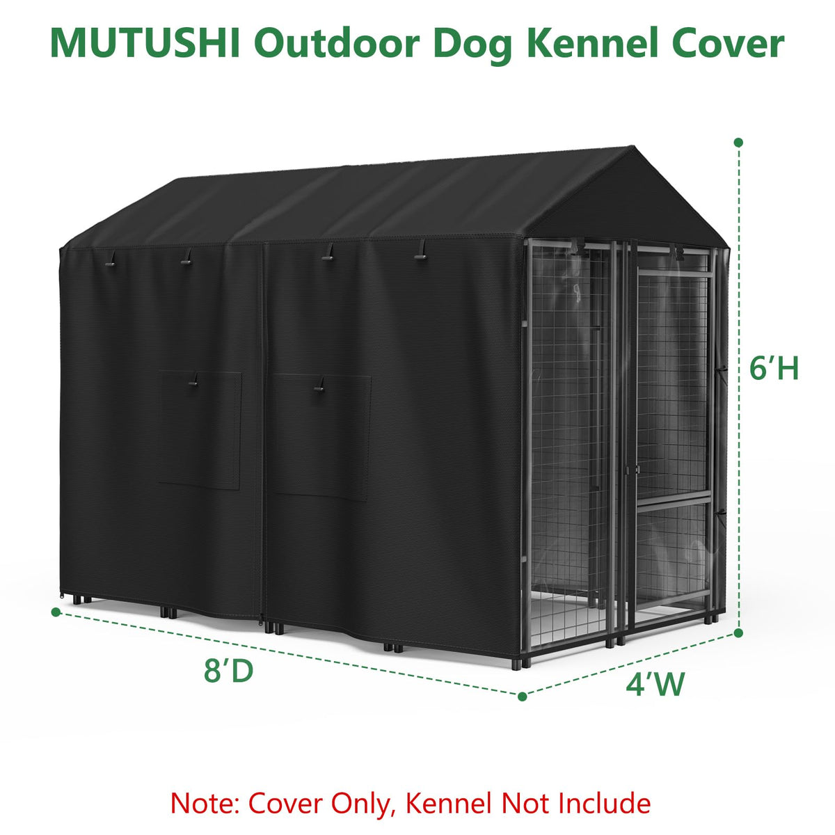 Black Full Coverage Dog Kennel Cover with PVC Window and Mesh X40255