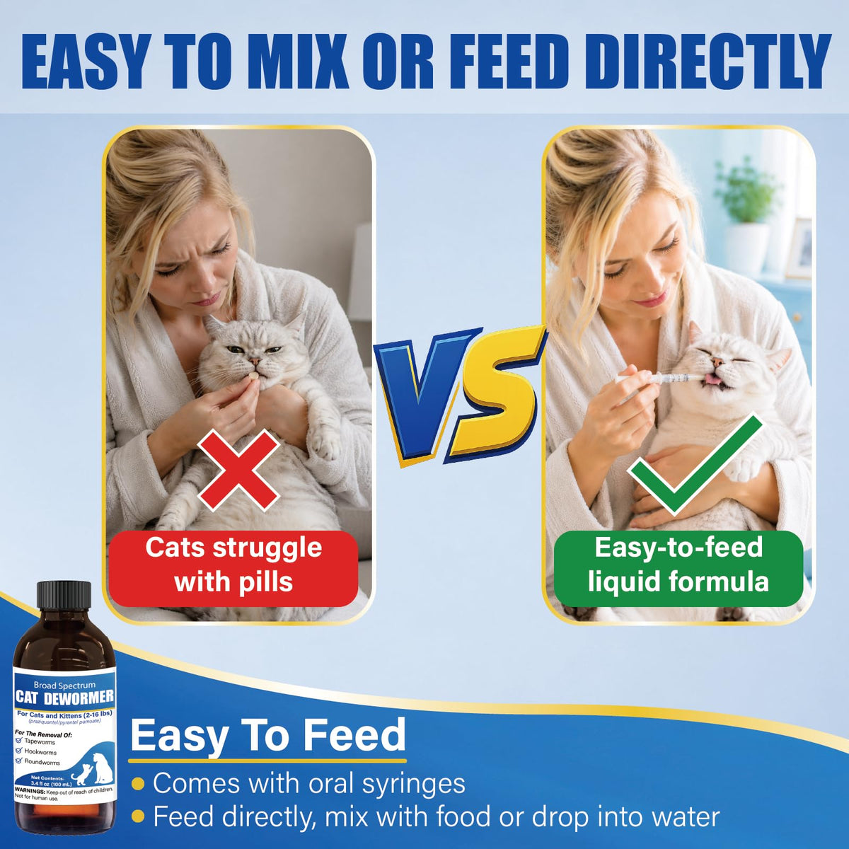 Cat Dewormer Liquid 100 mL with Oral Syringe U54695