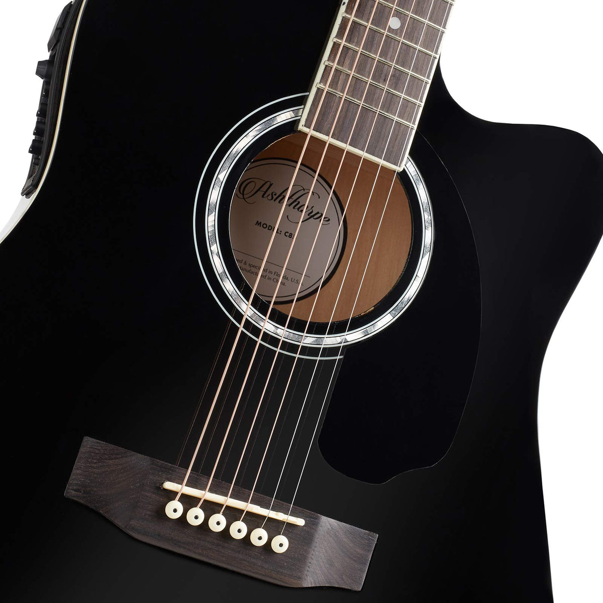 Black Cutaway Thinline Acoustic-Electric Guitar S8399