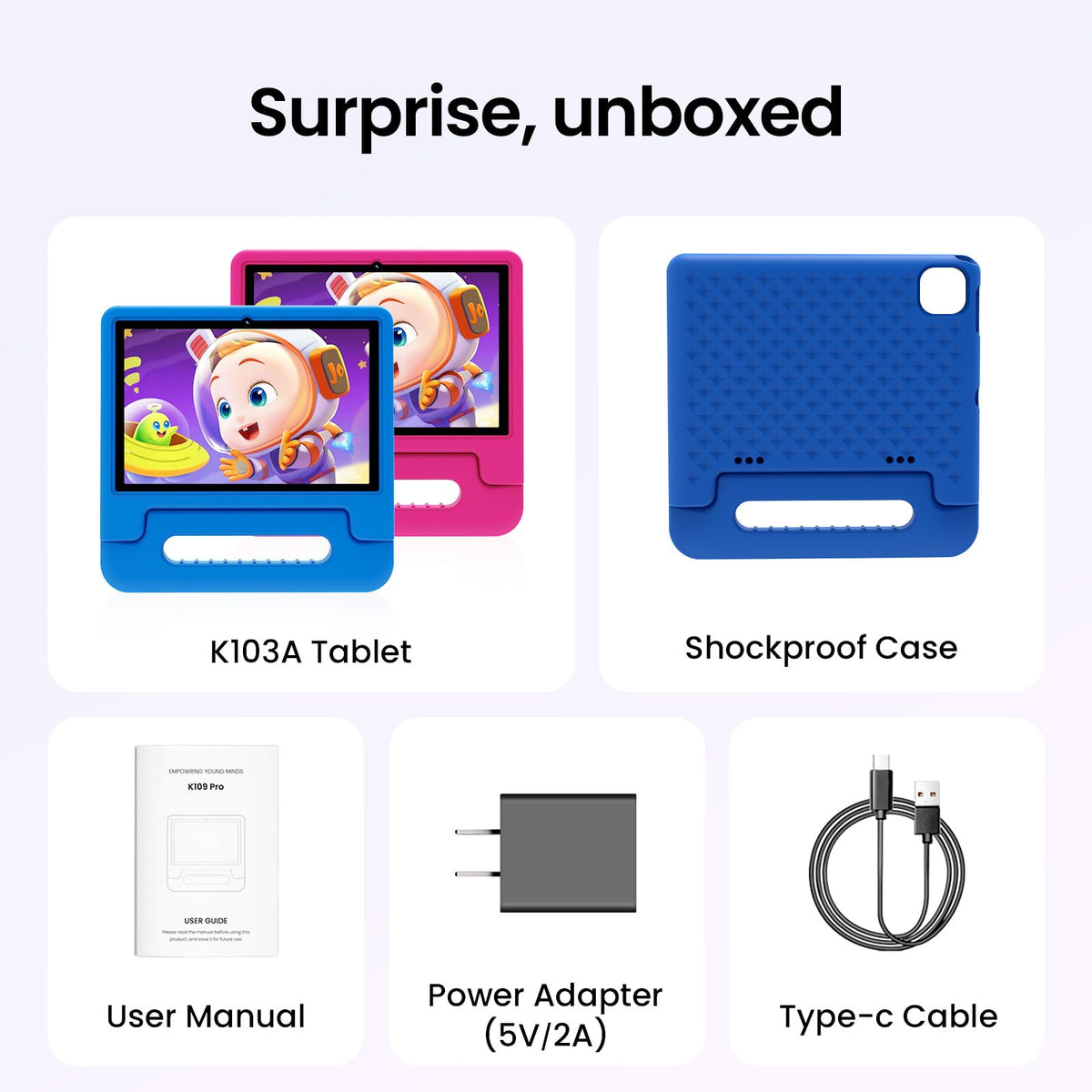 Android 16 Kids Tablet 10 Inch HD Display 8GB RAM 64GB ROM Blue C7699