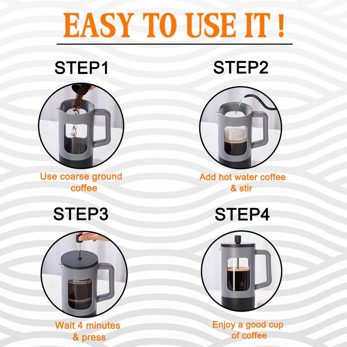21 oz Heat-resistant Borosilicate Glass French Press Coffee Maker C276