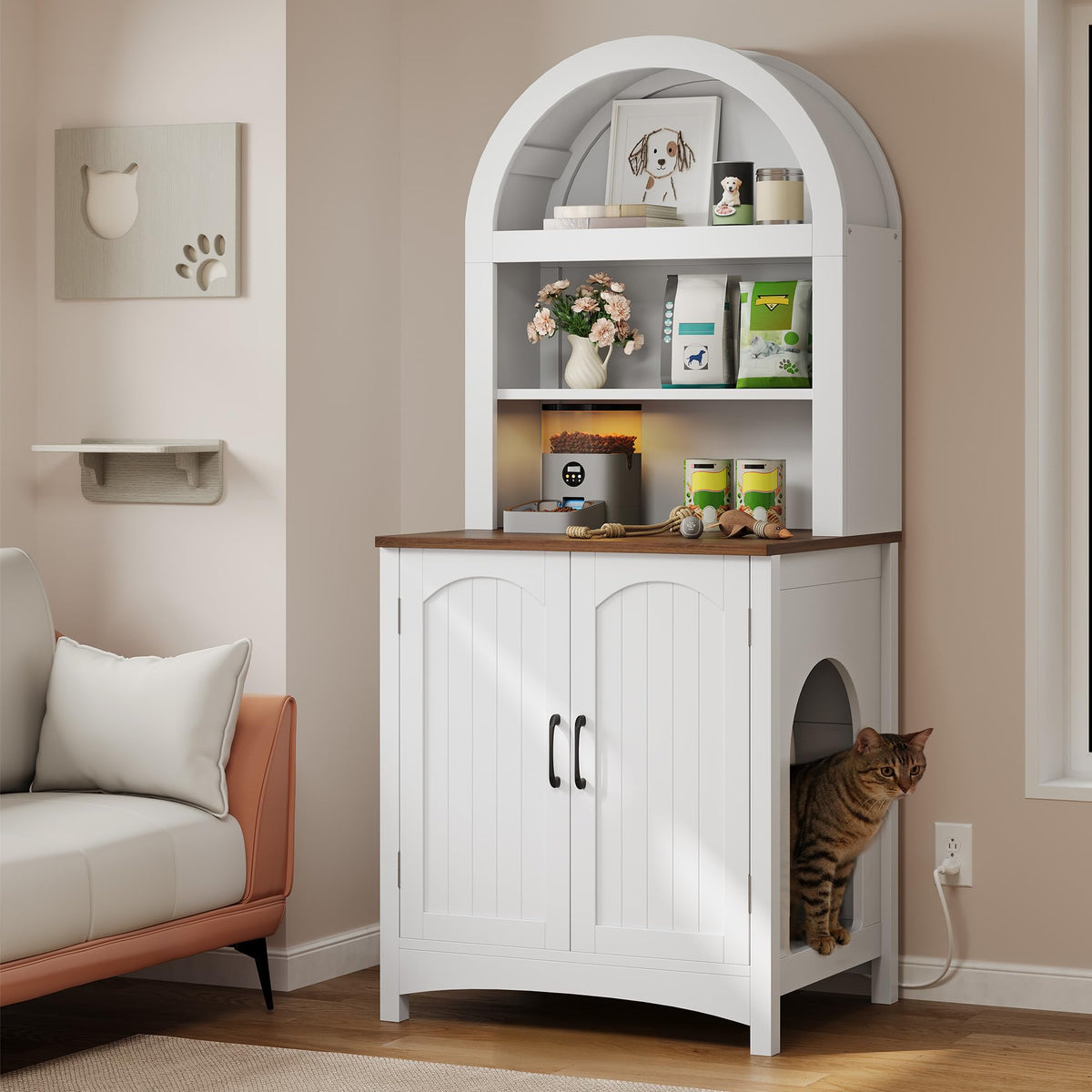 70.8in Hidden Cat Litter Box Furniture with Shelves X952553