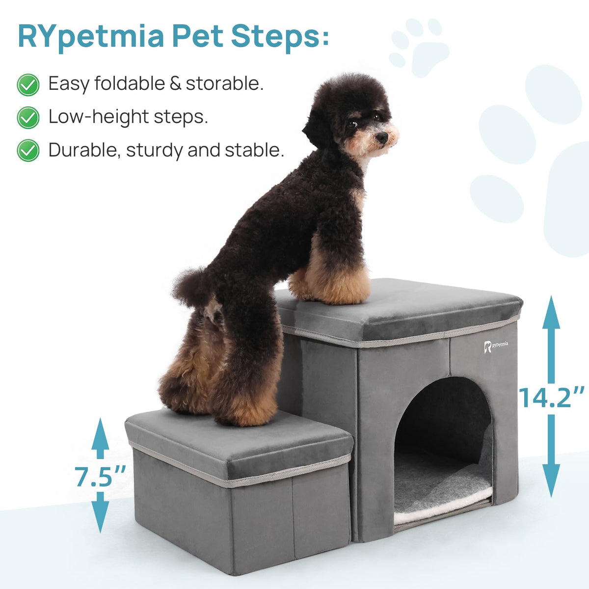 Foldable Pet Stairs with House & Storage E65048