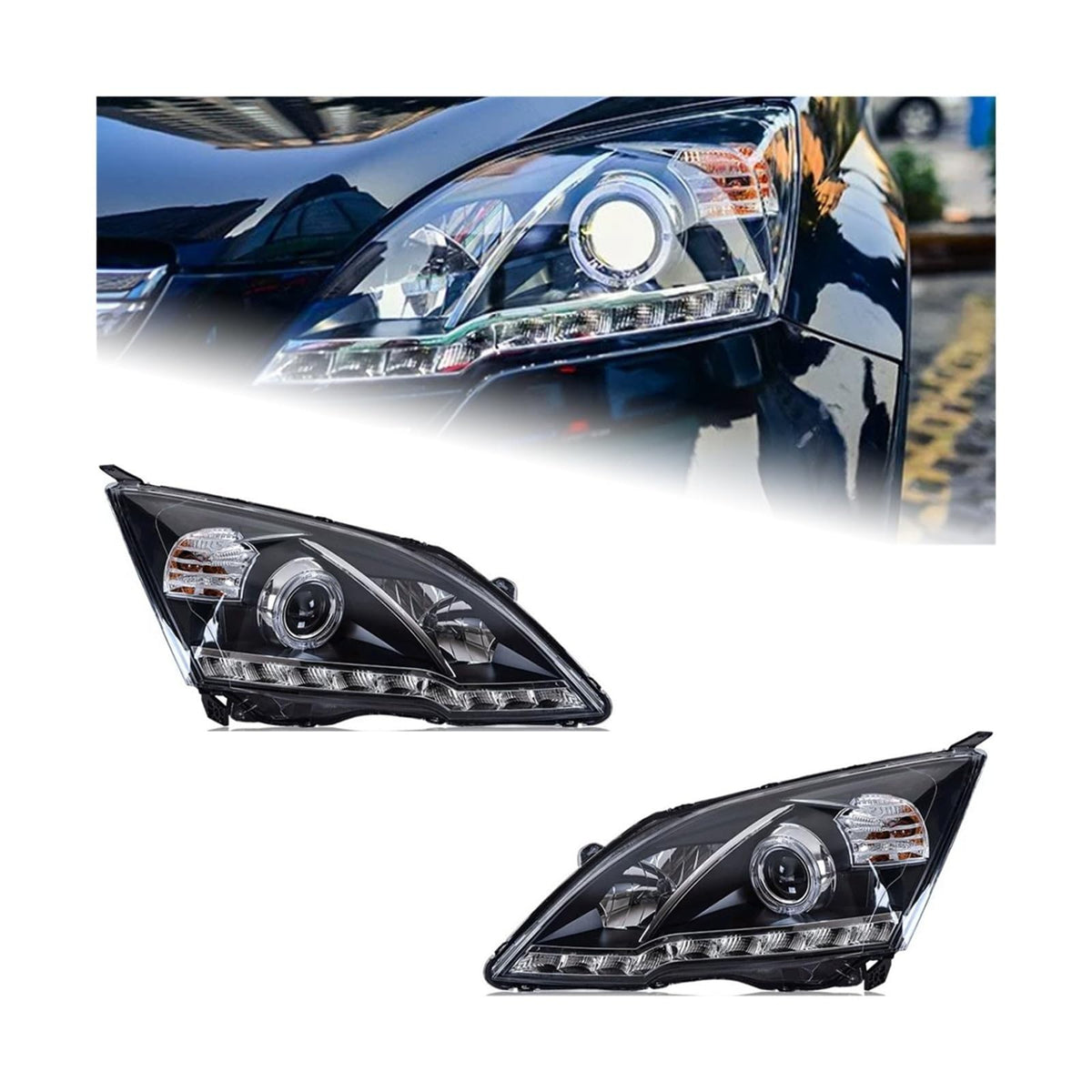 Car Headlight LED DRL Double Lens E428