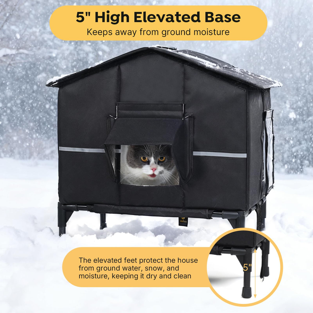 Weatherproof Elevated Insulated Outdoor Cat House T1585