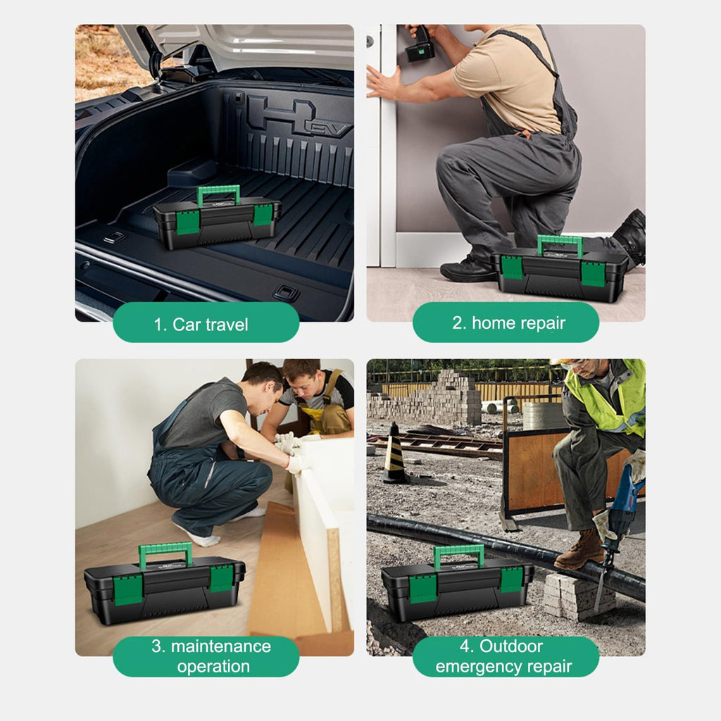 10-Inch Plastic Toolbox with Removable Tray and Double Lock S79131