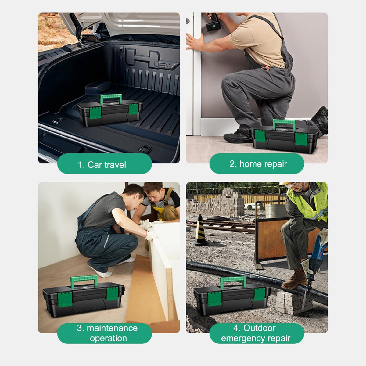 10-Inch Plastic Toolbox with Removable Tray and Double Lock S79131