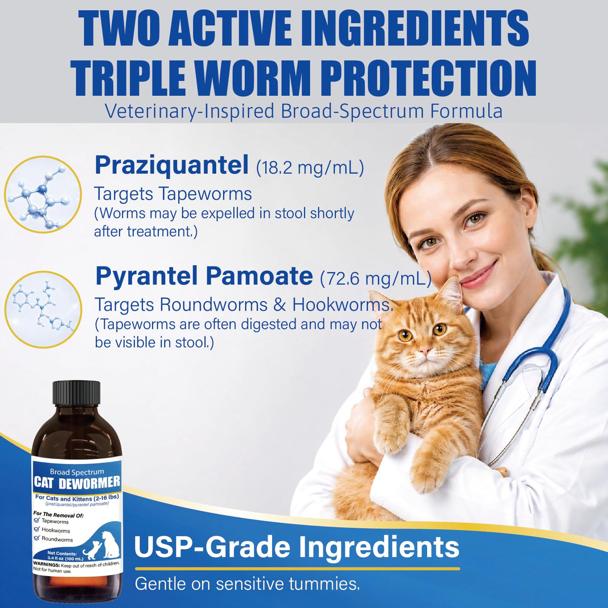 Cat Dewormer Liquid 100 mL with Oral Syringe U54695