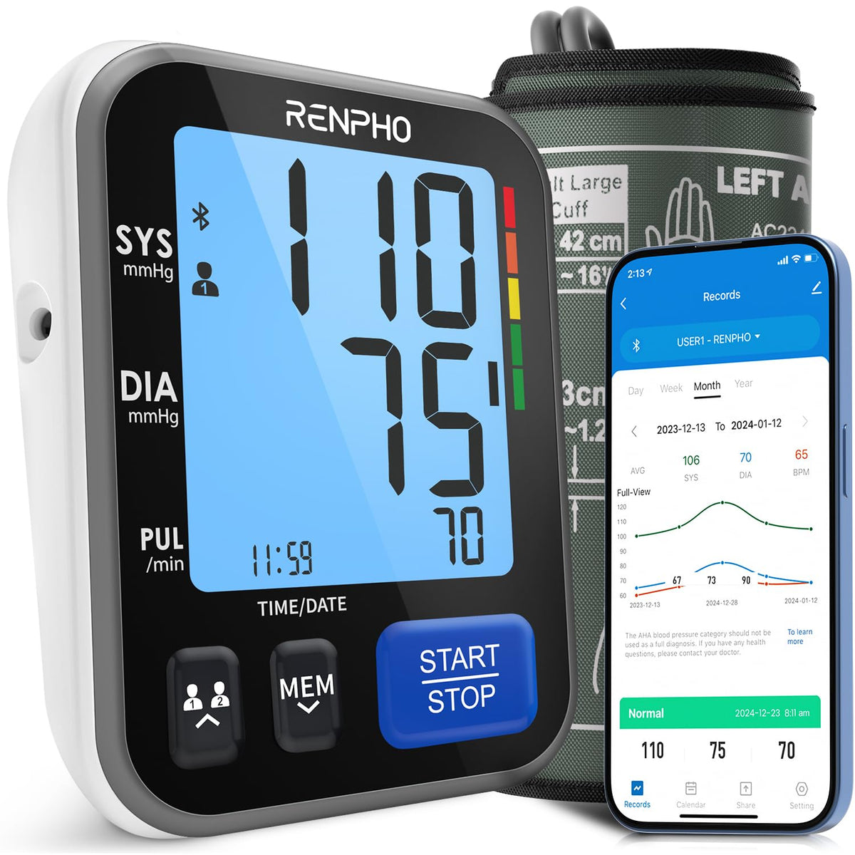 Smart Blood Pressure Monitor with Wide Cuff Y467413