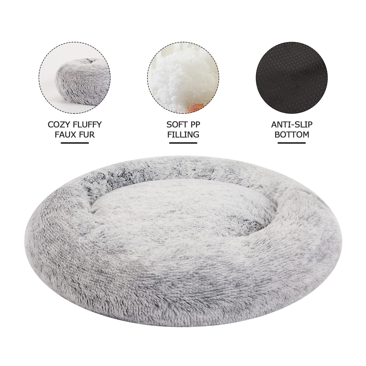 Dark Grey 36" Round Dog Bed W466