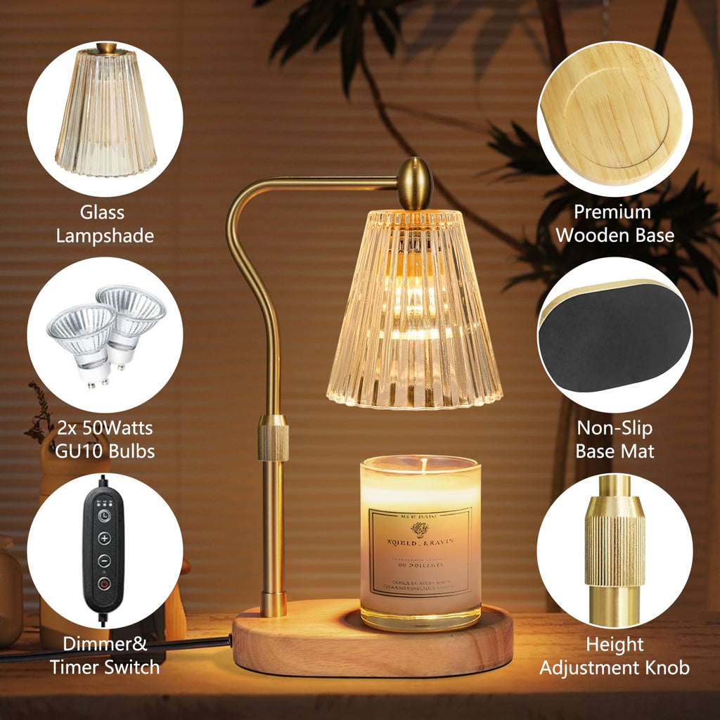 Candle Warmer Lamp with Timer and Dimmer Adjustable Height W38372