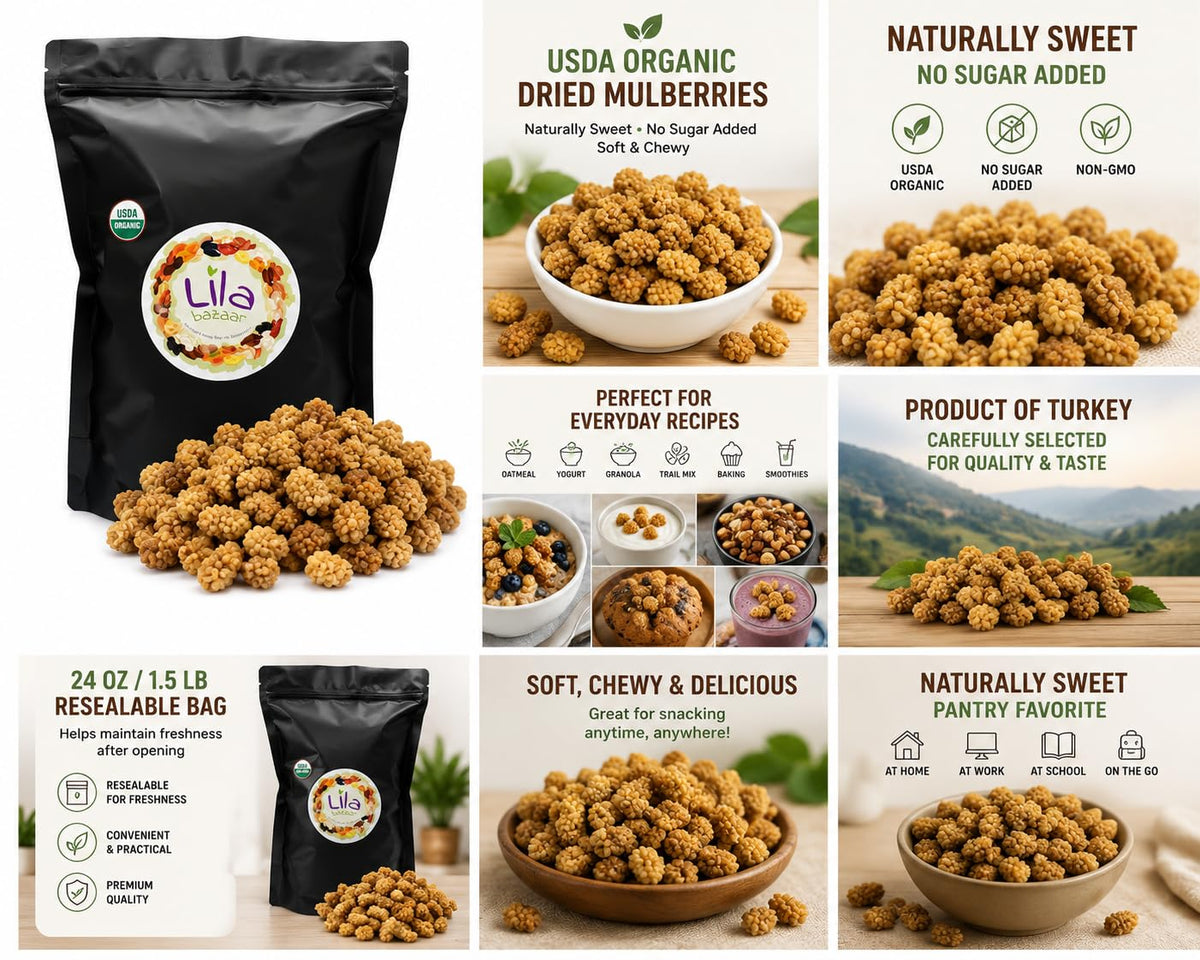 Organic Dried White Mulberries 24 oz B618109