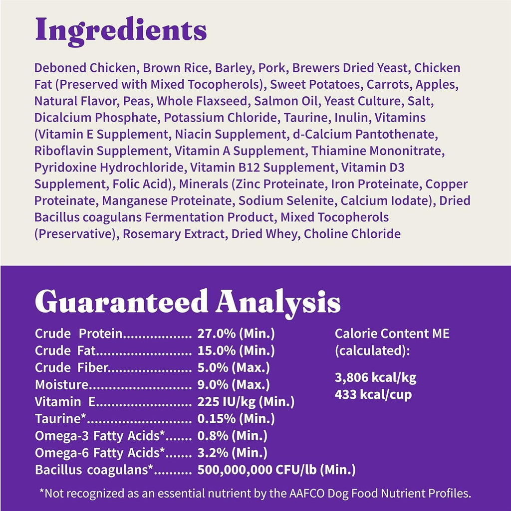 Dry Dog Food, Cage-Free Chicken & Brown Rice Recipe, 21 lb W46427