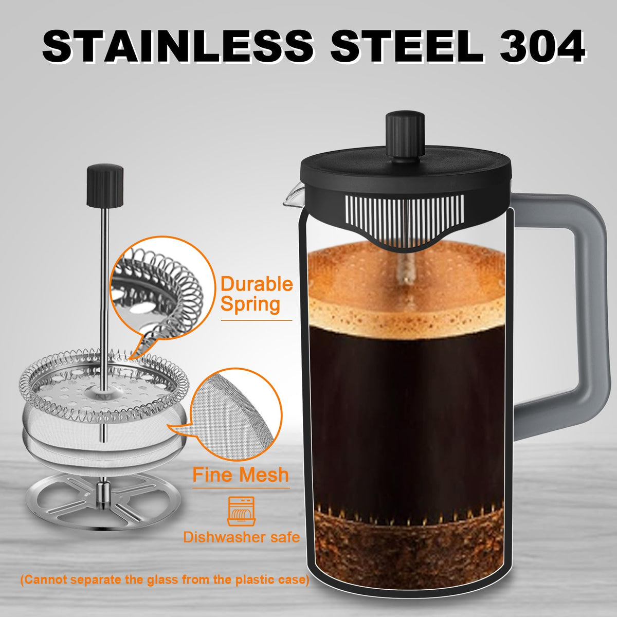 21 oz Heat-resistant Borosilicate Glass French Press Coffee Maker C276