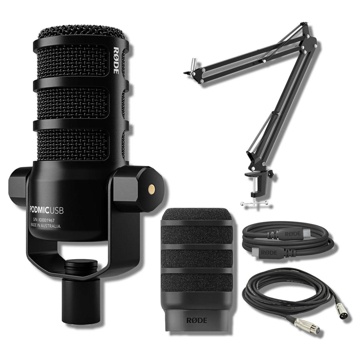 USB Dynamic Broadcast Microphone with Boom Arm and XLR Cable I2135