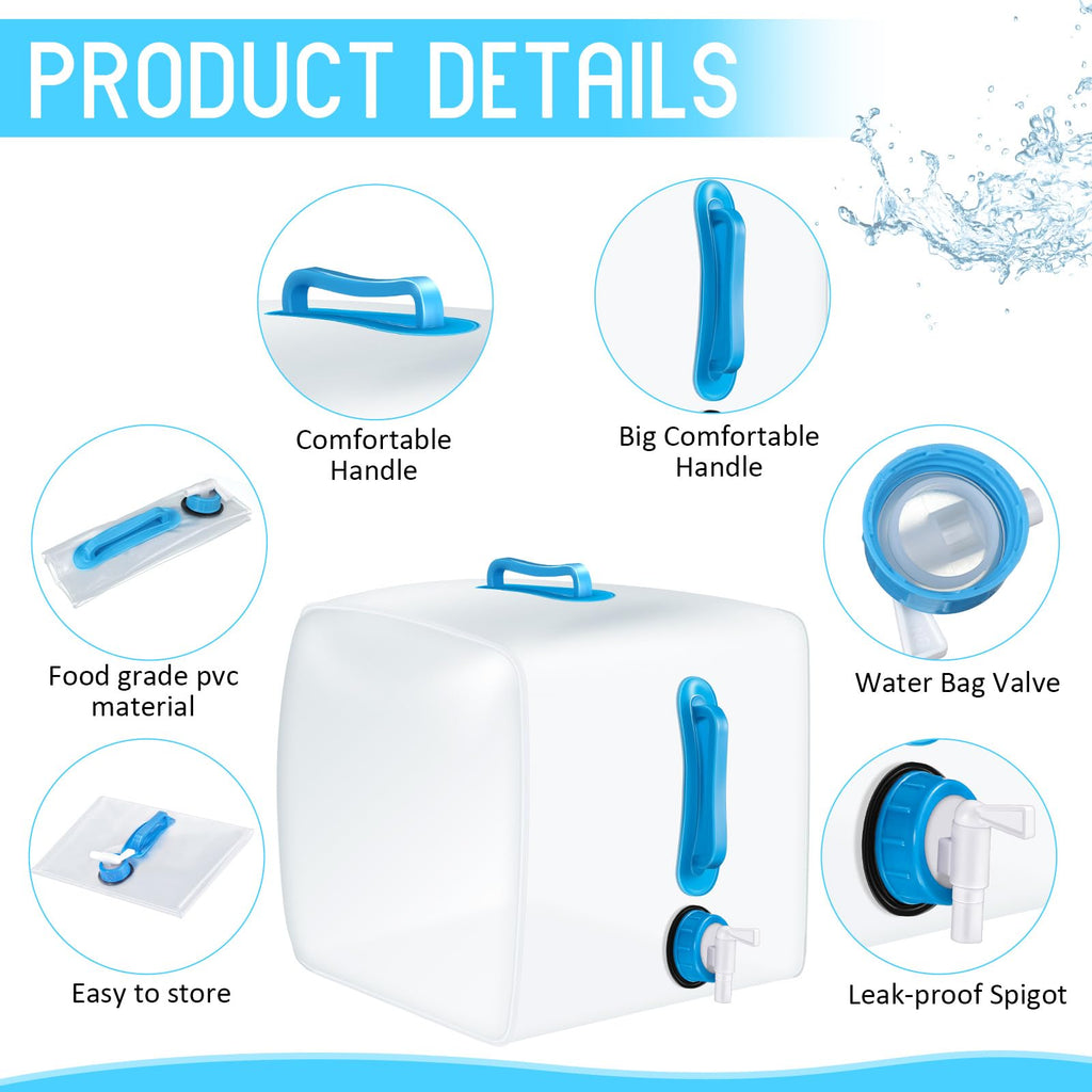 5 Pcs 5.3 Gallon Collapsible Water Container with Spigot M93145