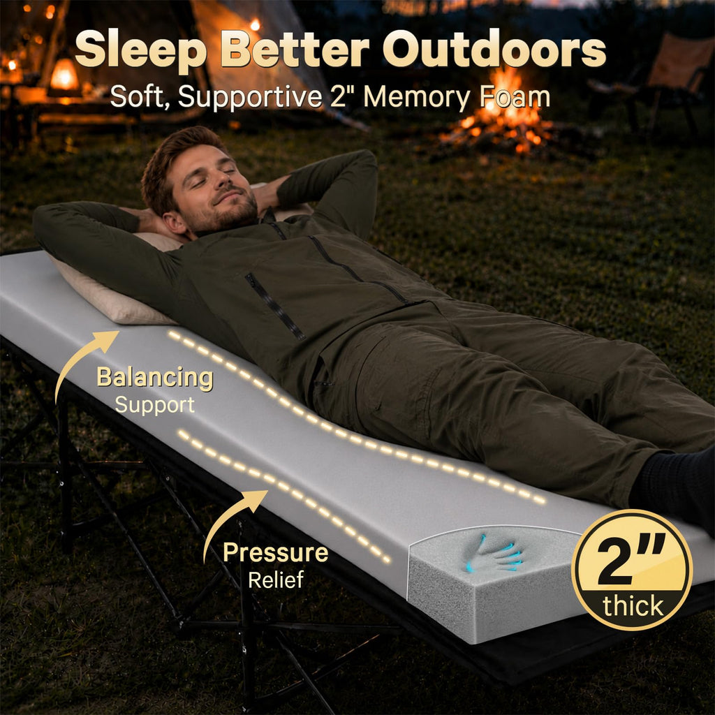 2 Inch Memory Foam Camping Cot Pad with Removable Cover Q528