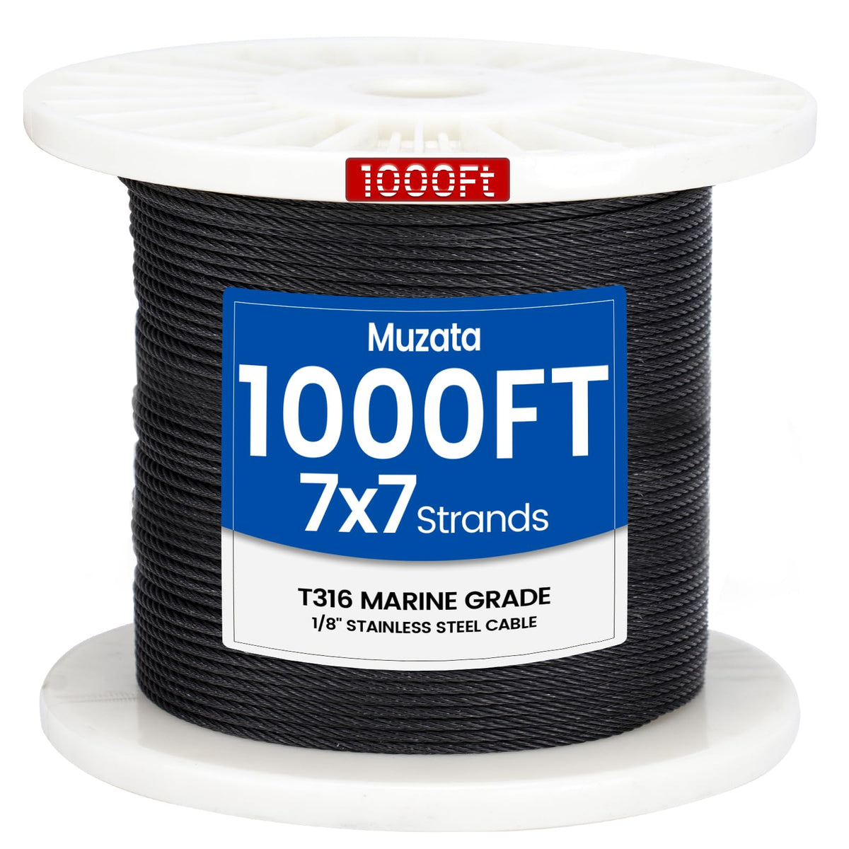 1/8" Black T316 Stainless Steel Cable Railing Wire Rope N7686