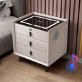 White 3 Drawer Nightstand with Wireless Charging and LED Lights O491835