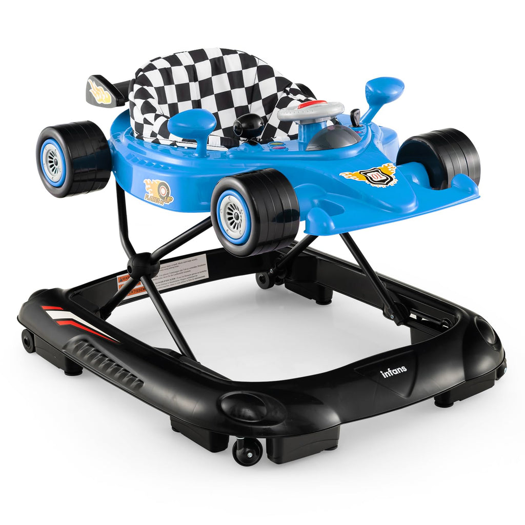 Foldable Baby Walker 3 in 1 Adjustable Height with Lights Music Blue B390025