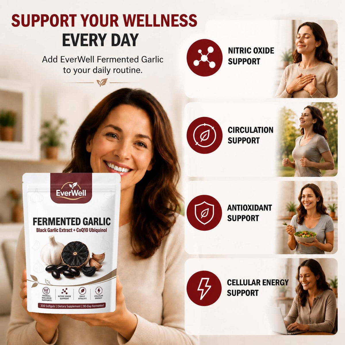 Black Fermented Black Garlic CoQ10 Ubiquinol Softgels V591116
