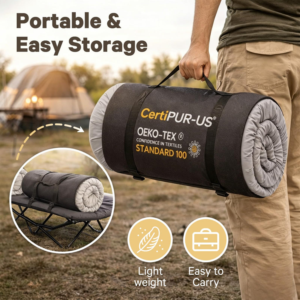 2 Inch Memory Foam Camping Cot Pad with Removable Cover Q528