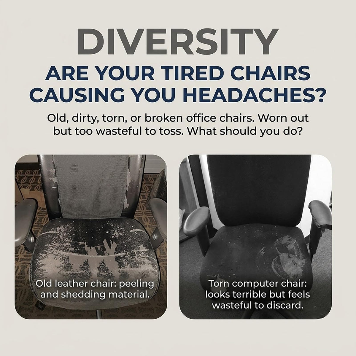 18-21 Inch PU Leather Office Chair Seat Slipcover E855