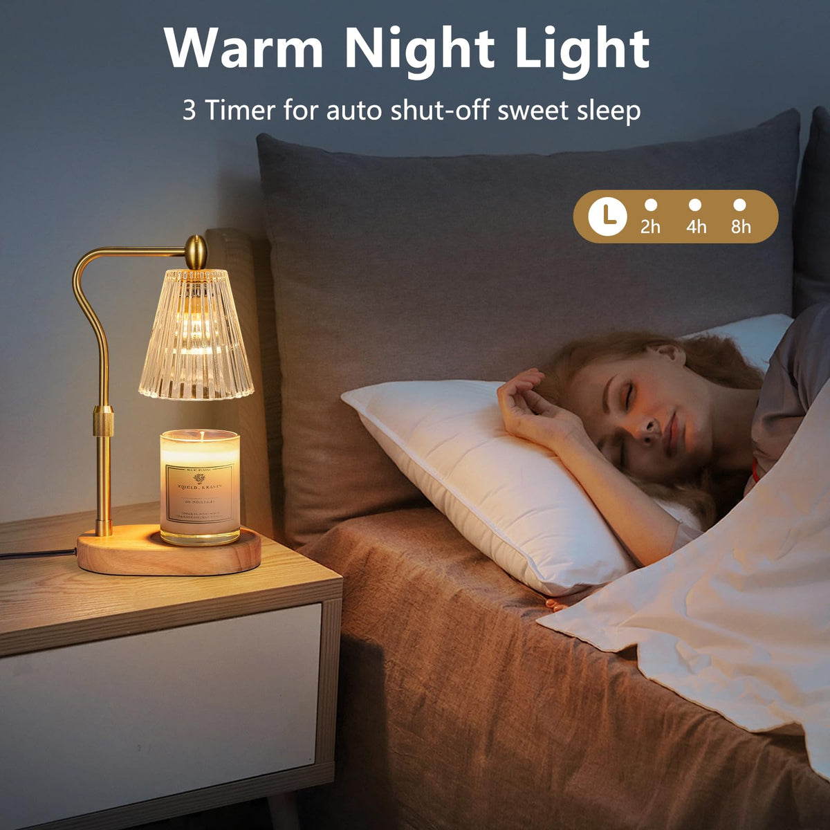 Candle Warmer Lamp with Timer and Dimmer Adjustable Height W38372
