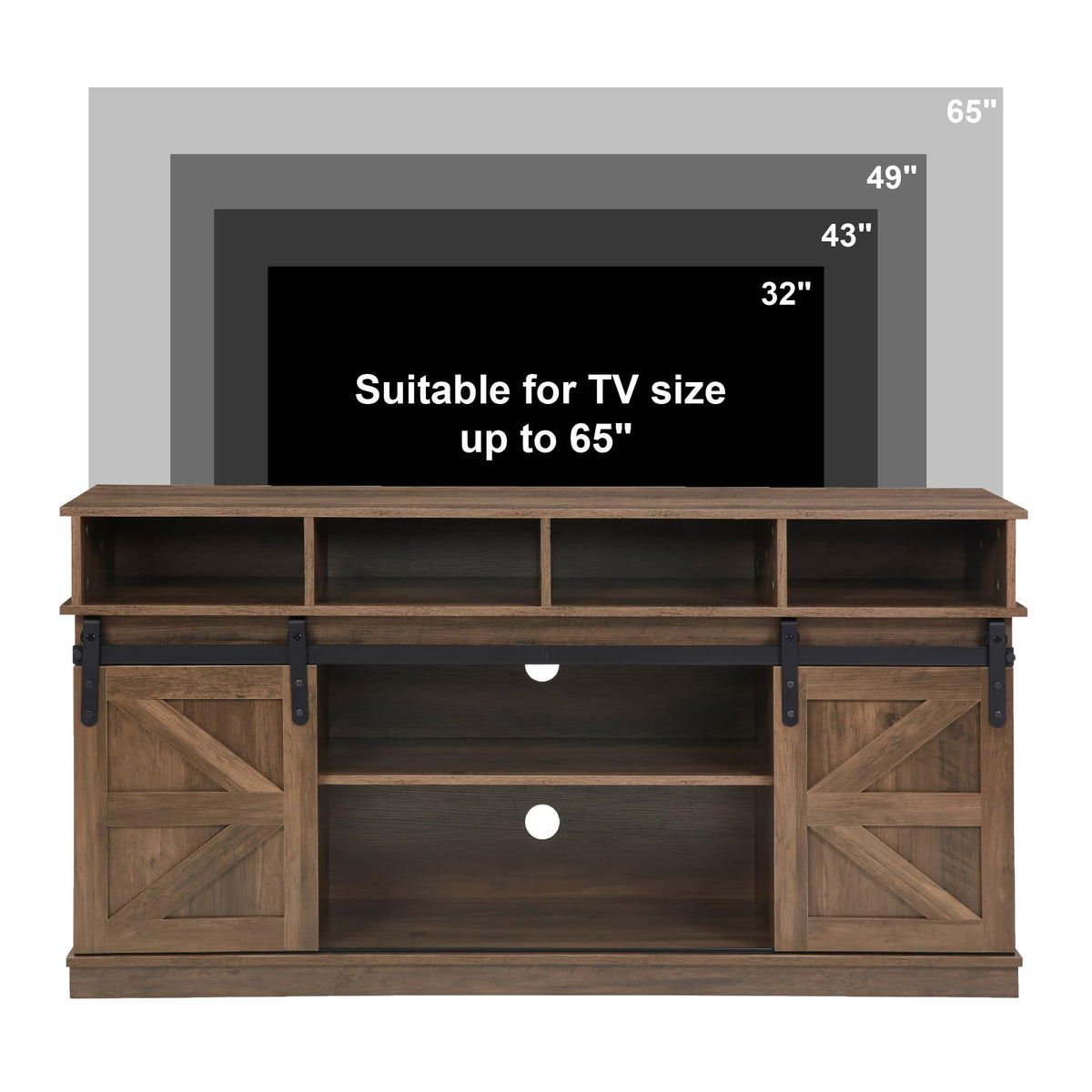 Farmhouse Wood TV Stand with Sliding Barn Doors F481