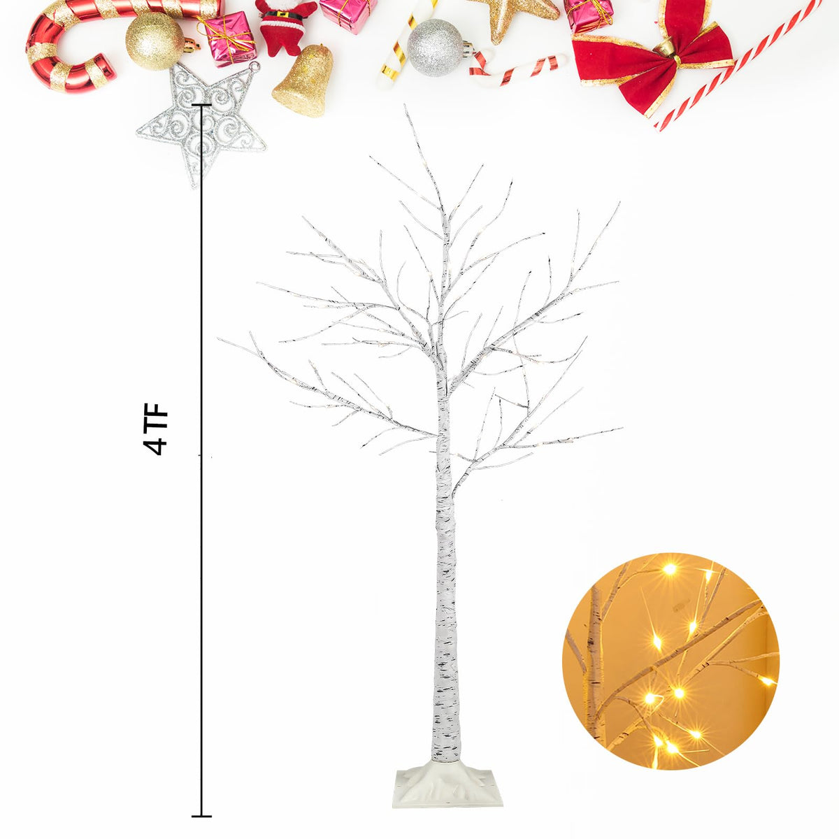 2-Pack 4FT Lighted Birch Tree H576