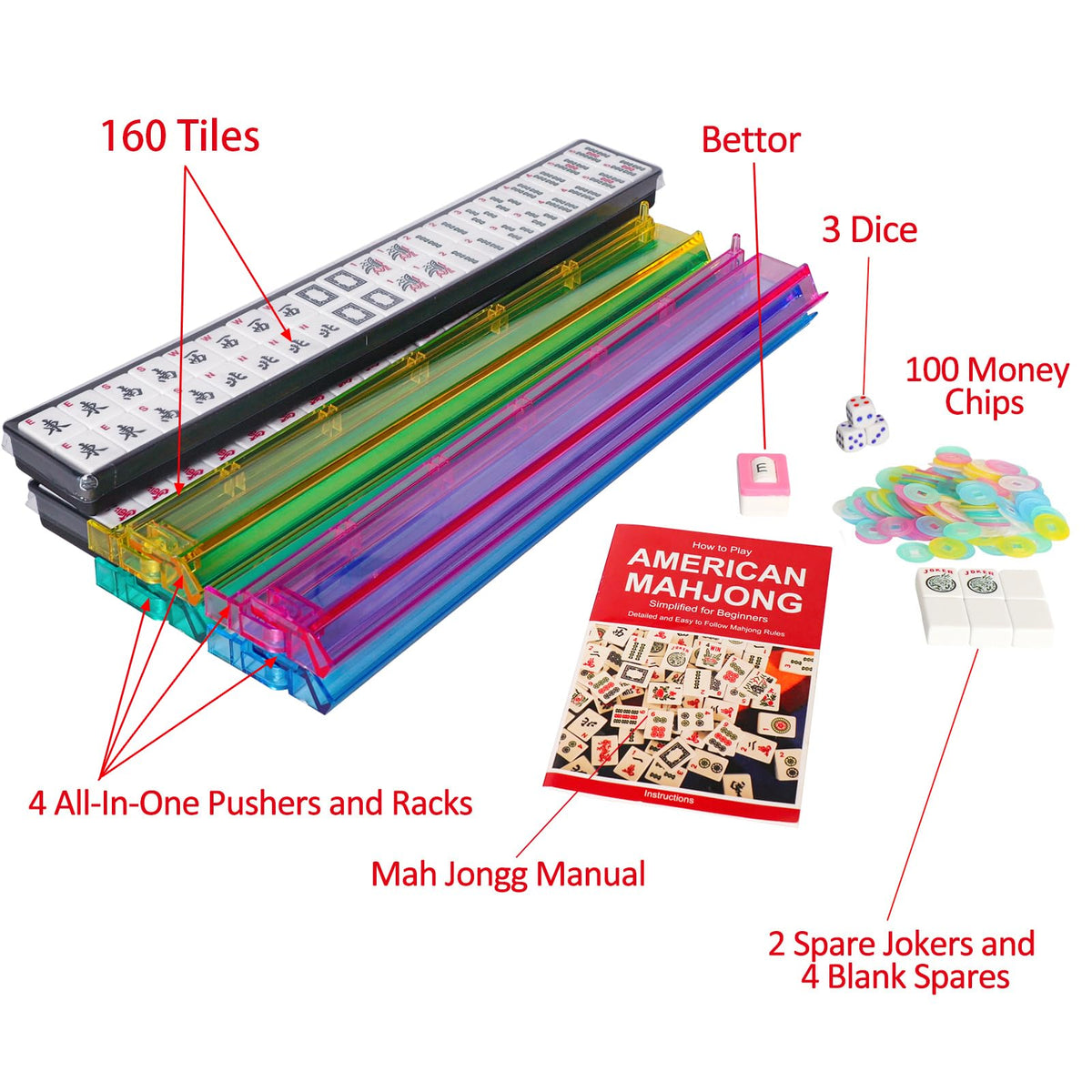 166 White Tiles Mahjong Set with Blue Carrying Bag L9550