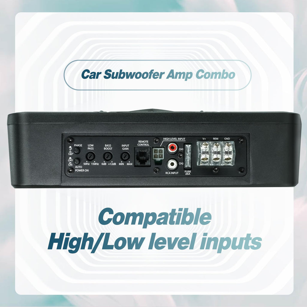 10" 1200W Powered Car Subwoofer with Amplifier H14996