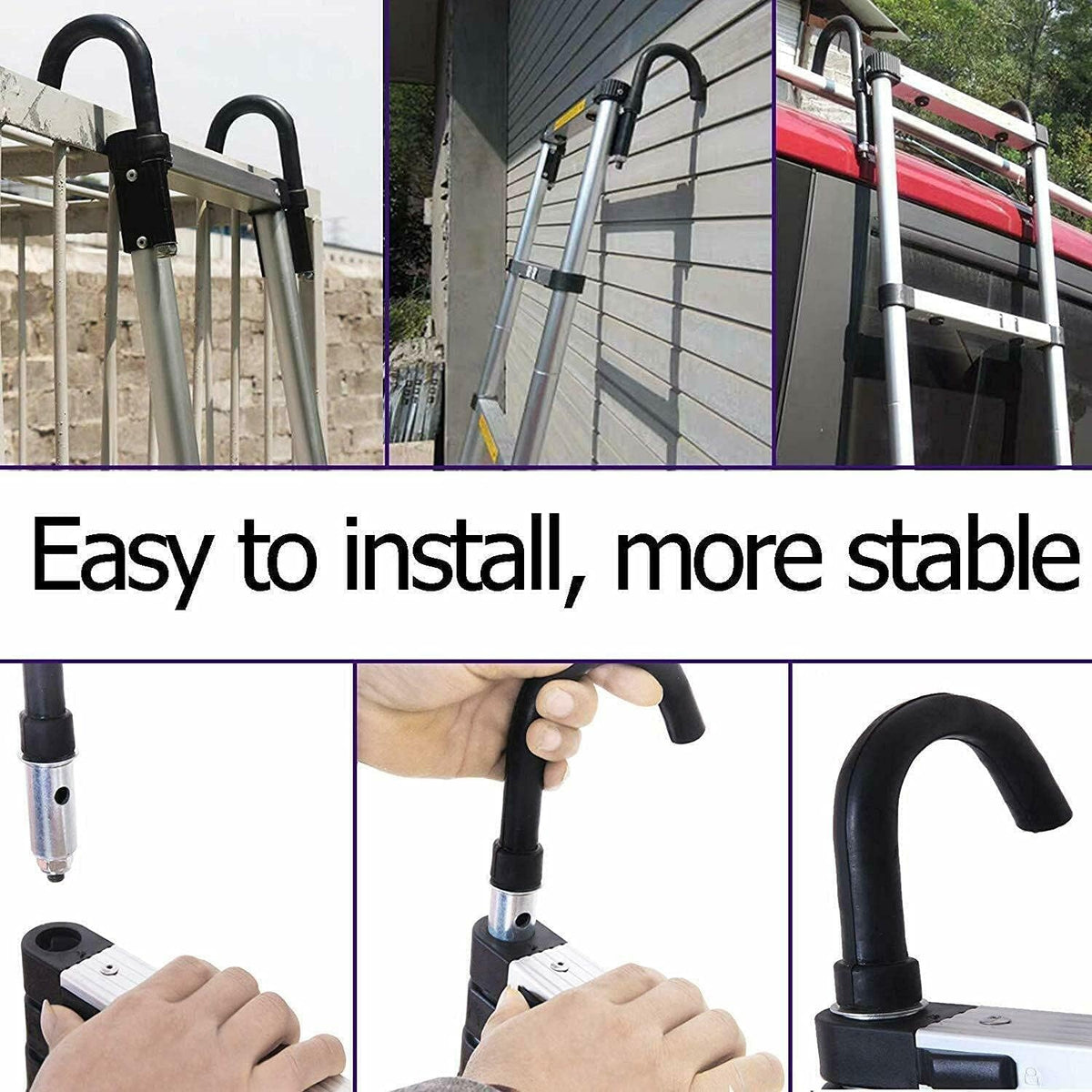 20FT Aluminum Telescoping Ladder with 2 Detachable Hooks, 330 lb Capacity L40048