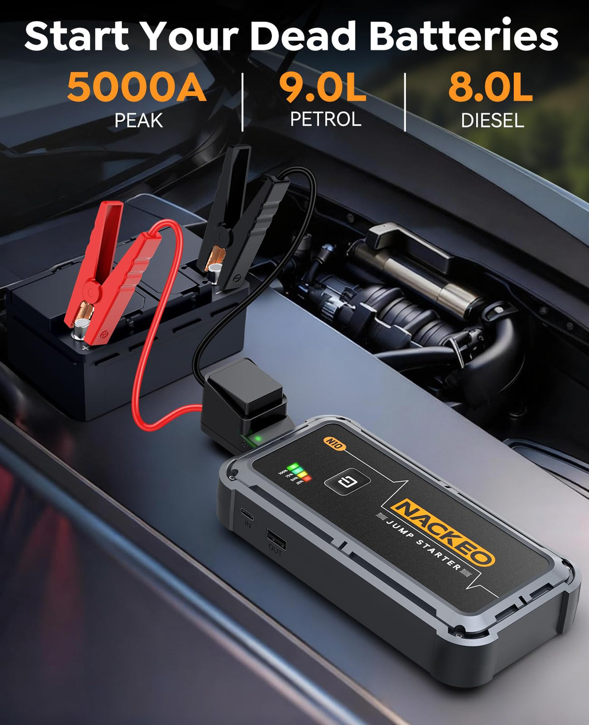 Portable Car Battery Jump Starter 5000A 12V M62319