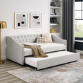 Velvet Upholstered Twin Size Daybed with Trundle E5085