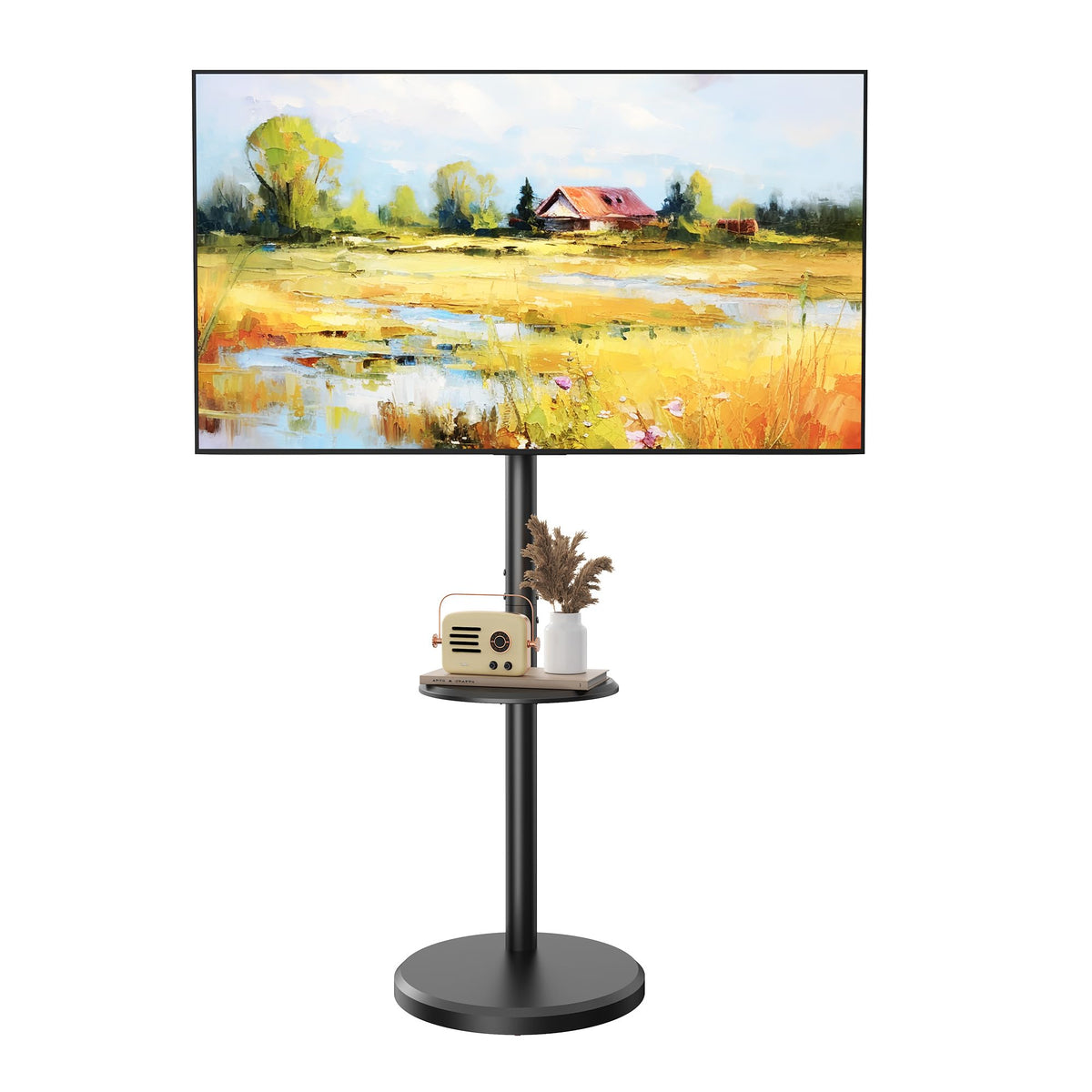 Rolling TV Stand with Shelf and Hidden Wheels G4913