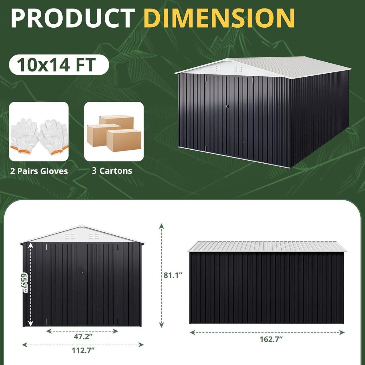 10x14 FT Metal Garden Storage Shed R918381
