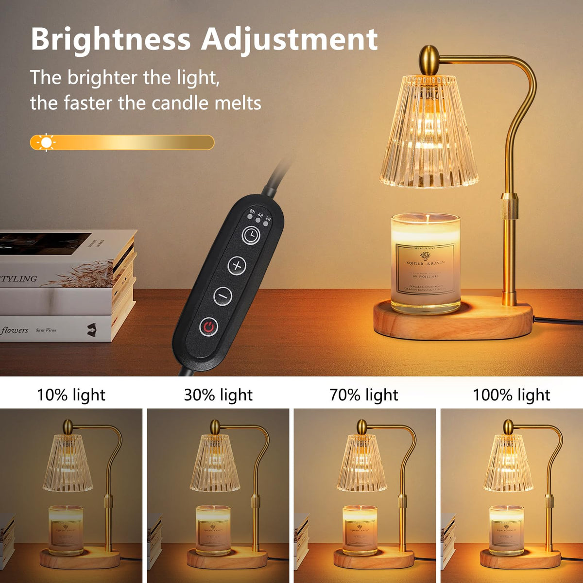 Candle Warmer Lamp with Timer and Dimmer Adjustable Height W38372