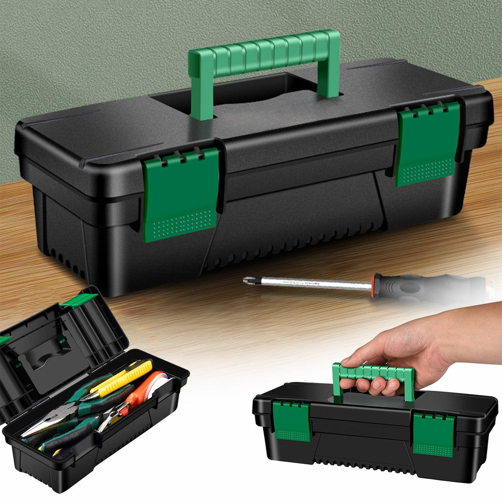 10-Inch Plastic Toolbox with Removable Tray and Double Lock S79131