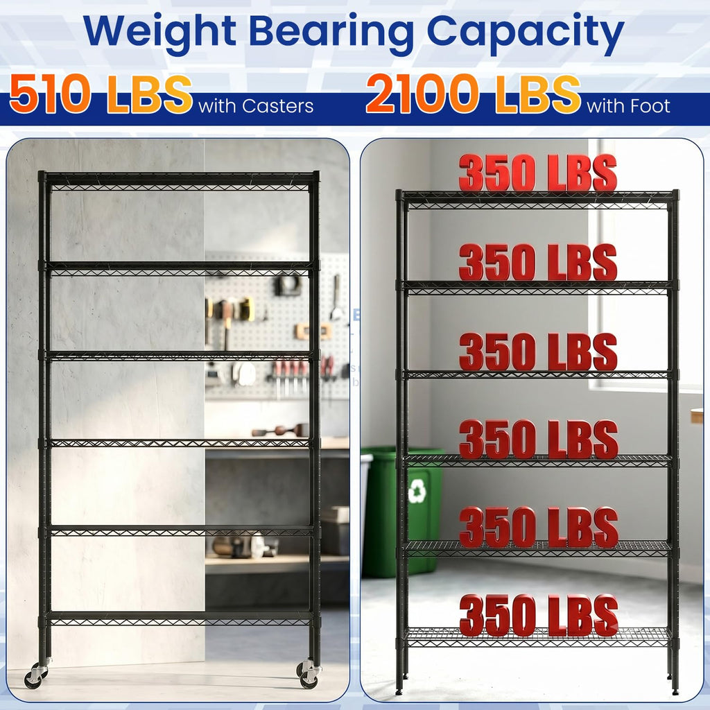 Black Adjustable Metal Wire Shelving Unit N1075