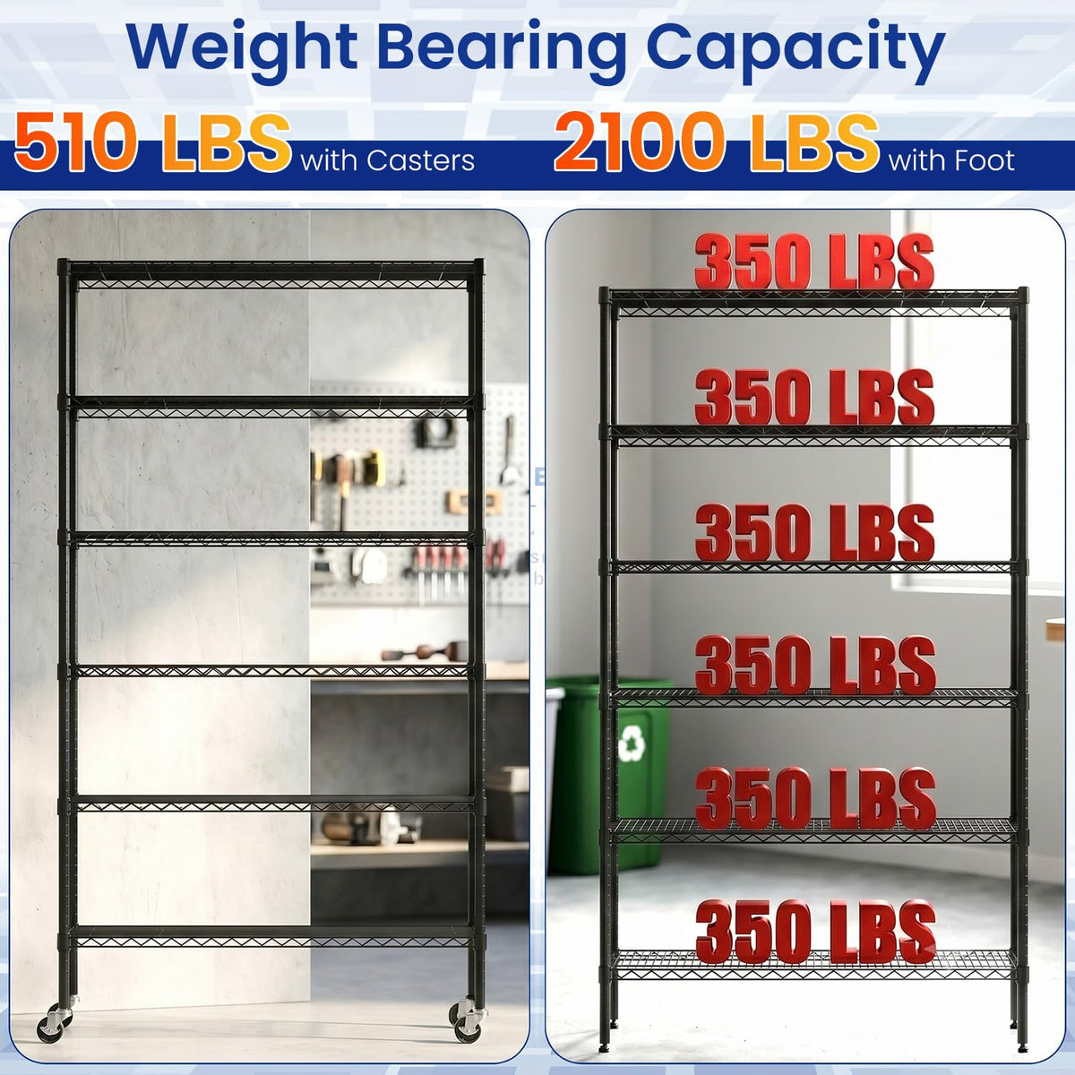 Black Adjustable Metal Wire Shelving Unit N1075
