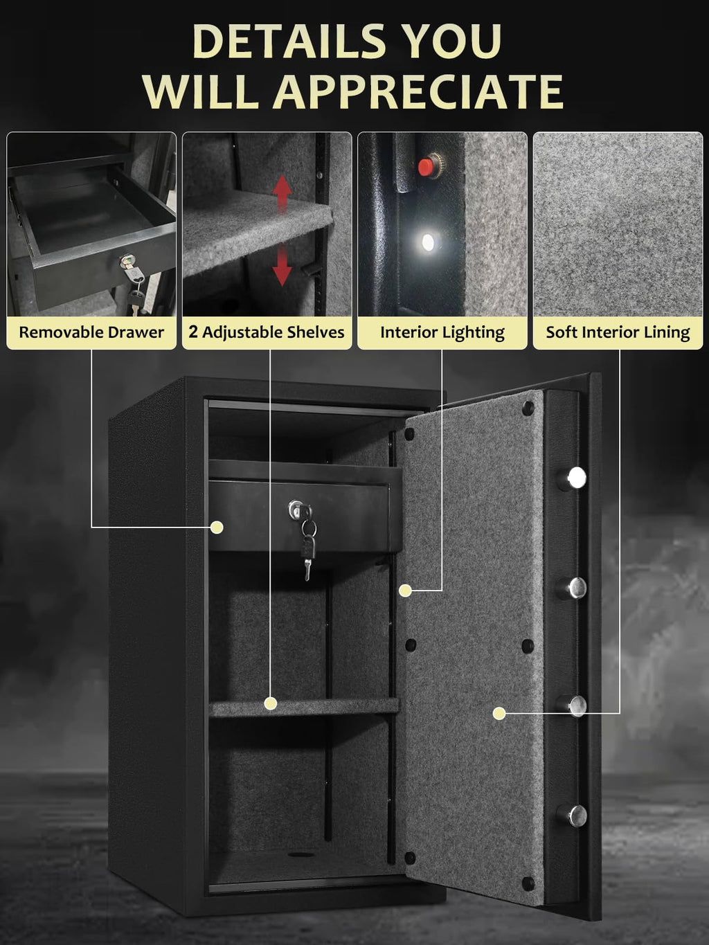 Fireproof Safe Box with Drawer, 3.47 Cu Ft C131