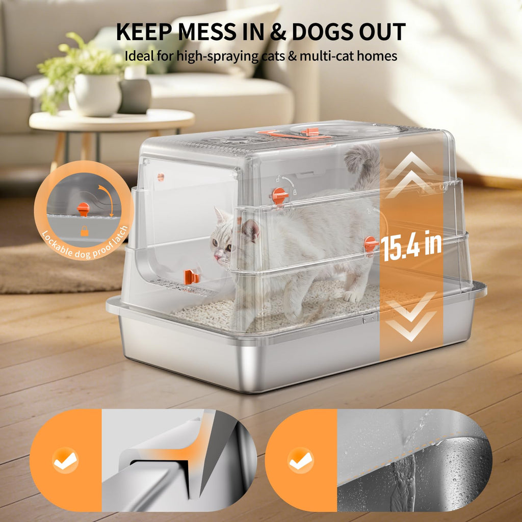 Stainless Steel Extra Large Enclosed Cat Litter Box X3136